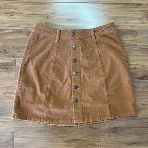 YMI Jeans‎ Brown Corduroy Button Front Mini Skirt Juniors Size 9/29